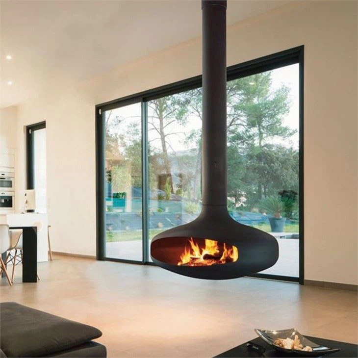 Suspended Fireplace Cocoon Matte Black Real Flame Hanging Fireplace