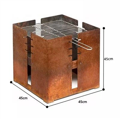 Outdoor Draagbare Corten Steel Fire Pit BBQ Grills