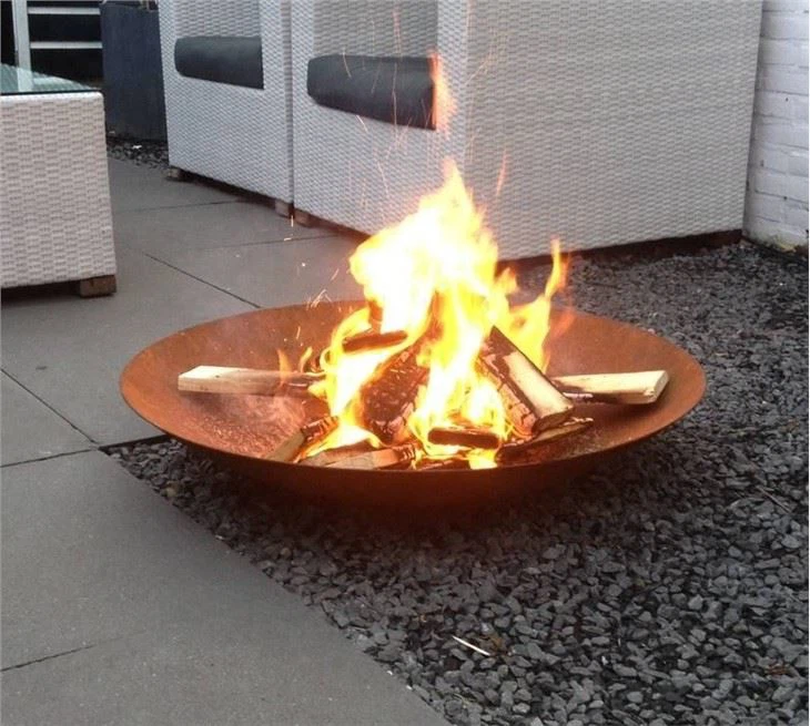 Stalen vuurplaats met grill