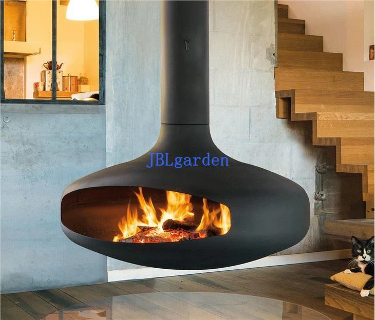 Suspended Hanging Indoor Wood Fireplace