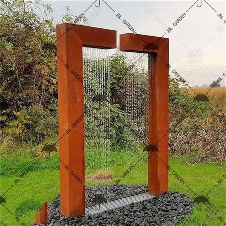 Waterfall LED Corten Steel Water Feature