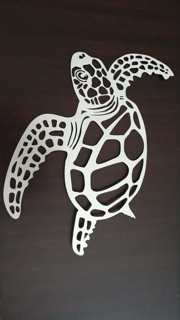 Metalen schildpad kunst aan de muur