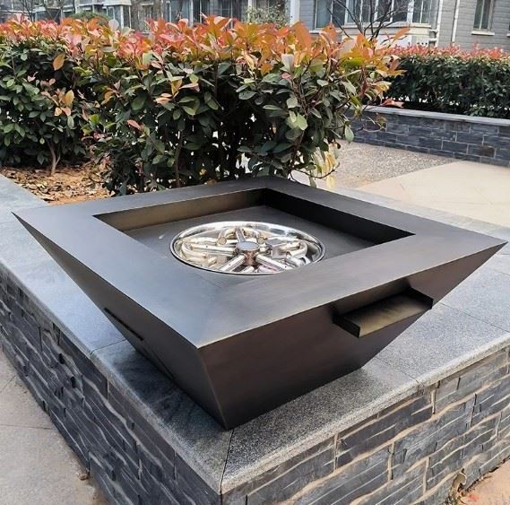 Pool Steel Waterfall Firepit Bowl